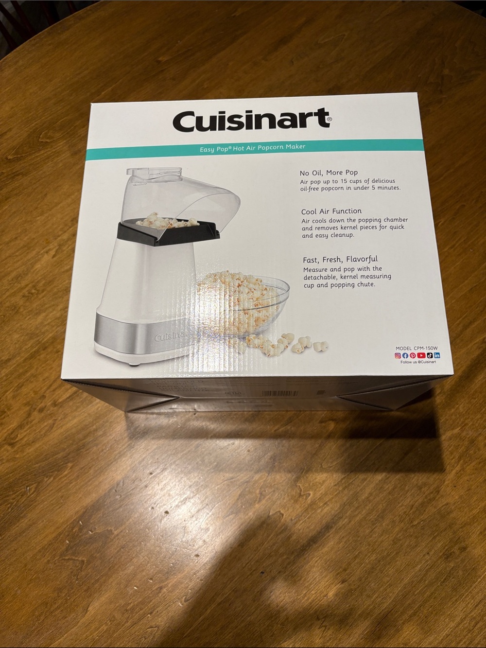 Cuisinart White and Silver Hot Air Popcorn Maker